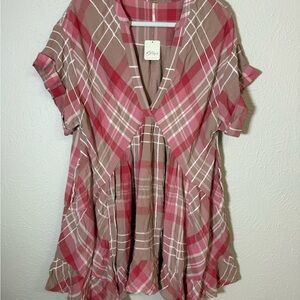 Free People Agnes Plaid Mini Dress, Size M NWT